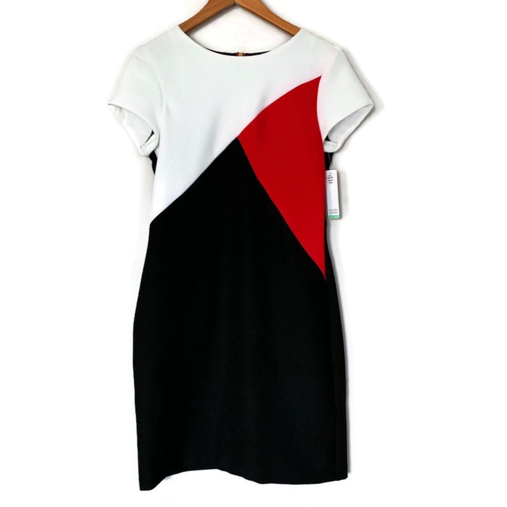Sandra Darren Red Black White Colorblock Dress size 8